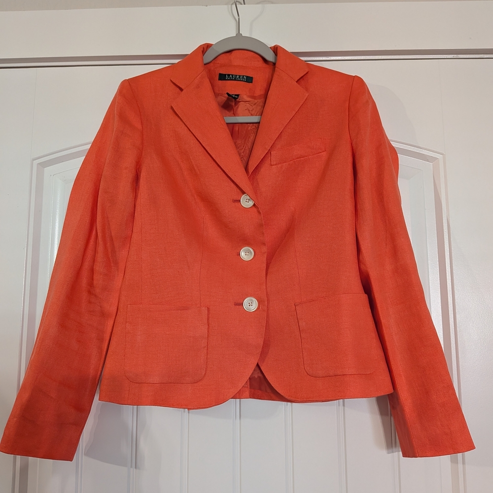 Lauren Ralph Lauren Linen Academic Button Down Blazer